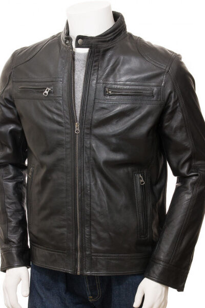 Black_Leather_Double_Pockets_Biker_Jacket_Men's