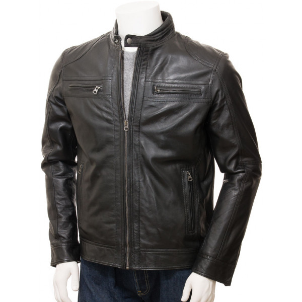 Black_Leather_Double_Pockets_Biker_Jacket_Men's