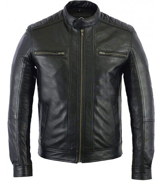 Café Racer Black Leather Jacket | Black Biker Leather Jacket