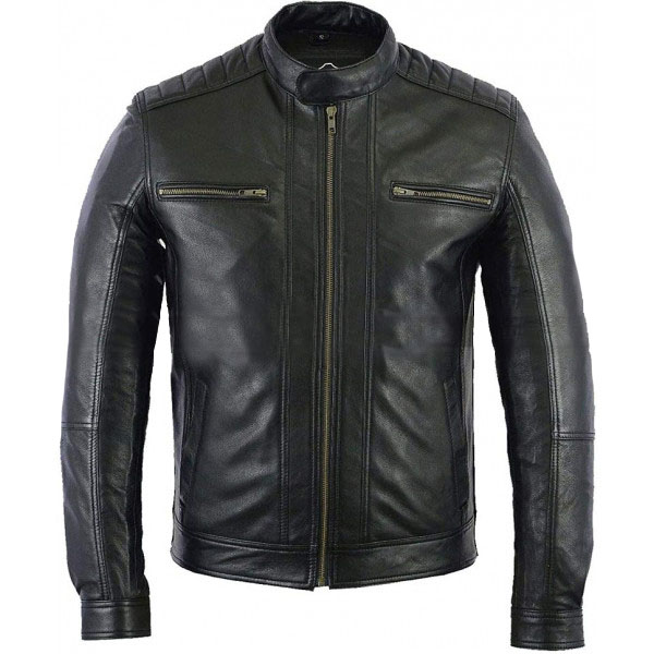 Café Racer Black Leather Jacket | Black Biker Leather Jacket