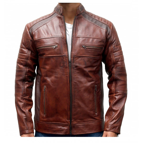 Men's Brown Cafe Racer Jacket - Leathers Jackets UK London