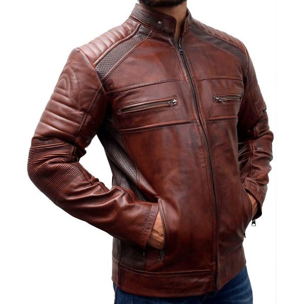 Men's Brown Cafe Racer Jacket - Leathers Jackets UK London