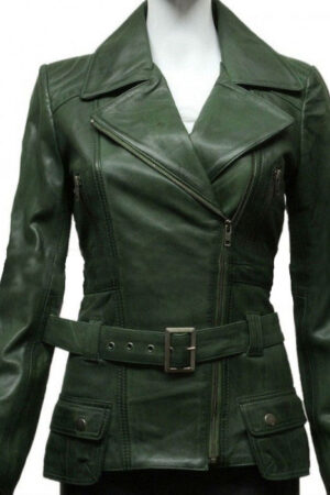 Womens Green Biker Jacket
