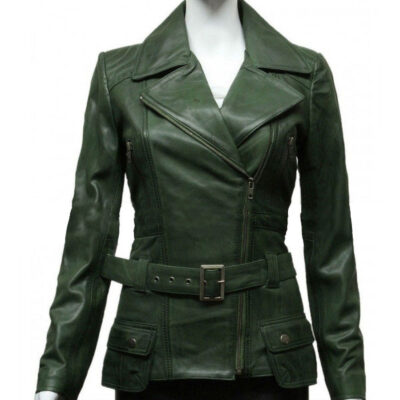 Womens Green Biker Jacket