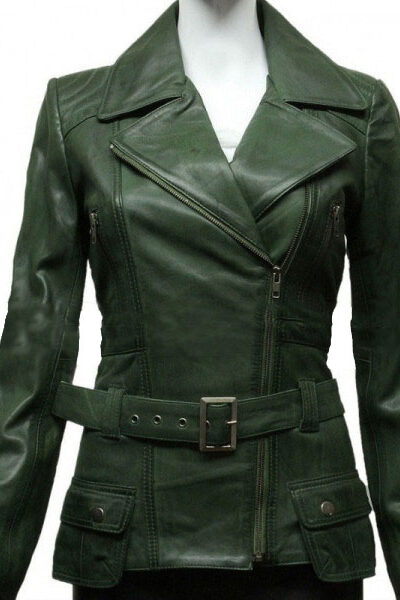 Womens Green Biker Jacket