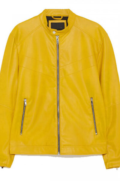 Yellow Men Fashion Jacket - Faux Leather