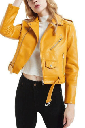 Yellow Leather Jacket Women