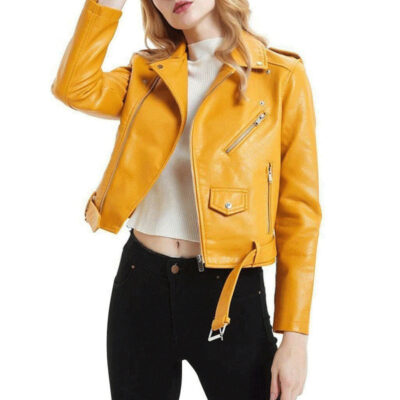 Yellow Leather Jacket Women