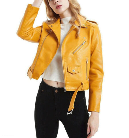 Yellow Leather Jacket Women