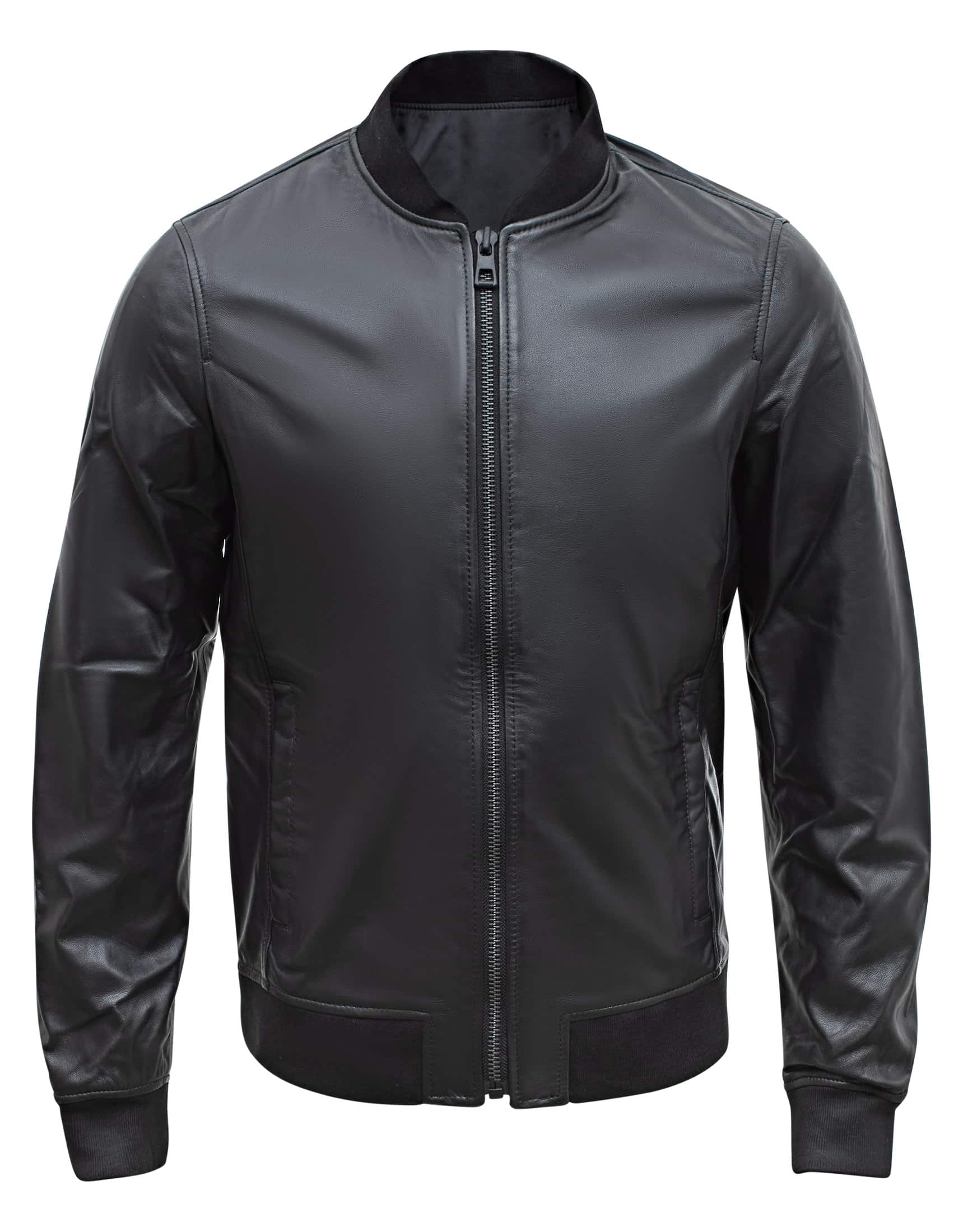 Black Leather Bomber Jacket | Men's Bomber Leather Jacket