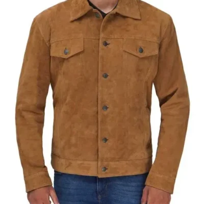 Brown Suede Leather Jacket for Men
