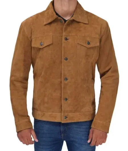 Brown Suede Leather Jacket for Men