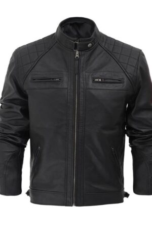 Black Café Racer Leather Jacket