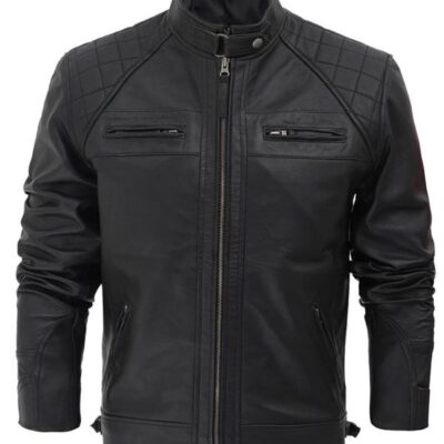 Black Café Racer Leather Jacket