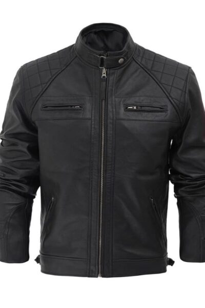 Black Café Racer Leather Jacket