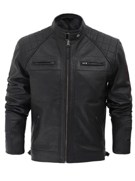 Black Café Racer Leather Jacket