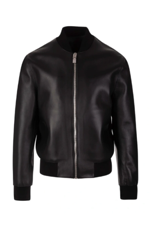 Black Leather Bomber Jacket