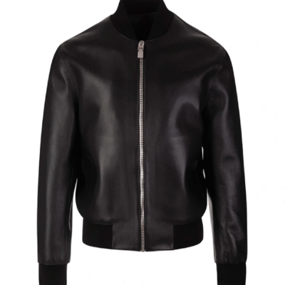 Black Leather Bomber Jacket