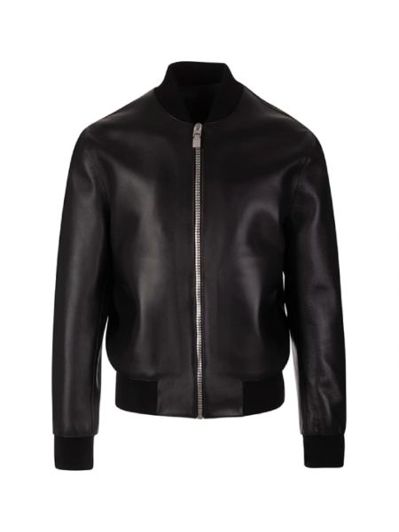 Black Leather Bomber Jacket