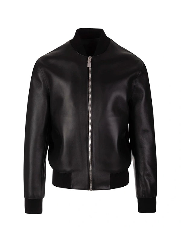 Black Leather Bomber Jacket