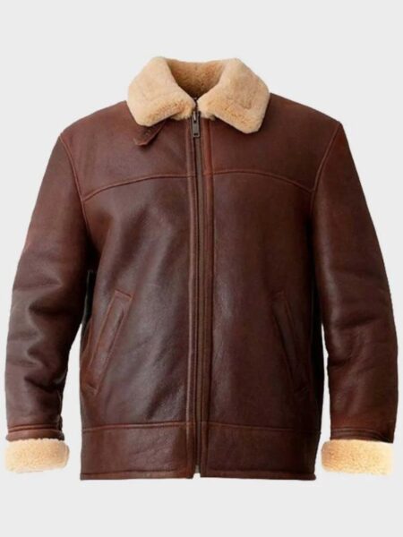 Brown Men’s Shearling Aviator Leather Jacket