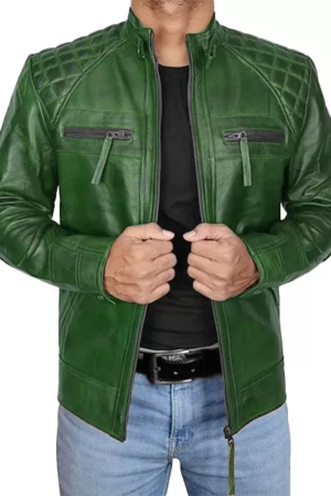 Cafe Racer Green Quilted Jacket