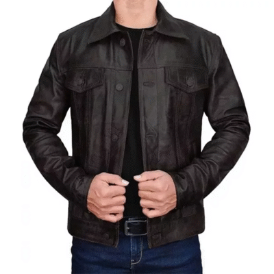 Mens Trucker Leather Jacket
