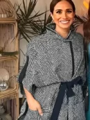 Meghan Markle Monochrome Cape Style Striped Jacket