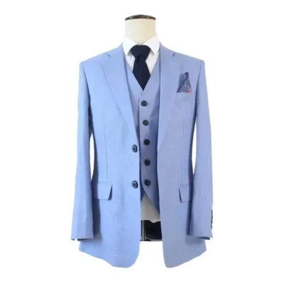 Men’s 3 Piece Light Blue Suit
