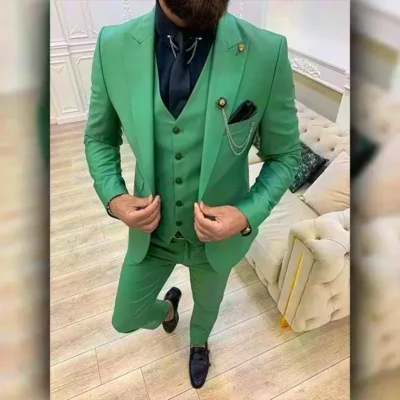 Men’s Wedding 3 Piece Light Green Suit