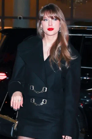 Taylor Swift Gemstone Button Cropped Peacoat