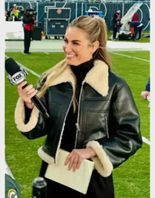 Erin Andrews Black Leather Shearling Jacket