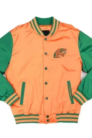 Florida A&M Orange and Green Baseball Jacket