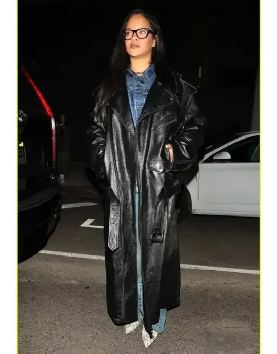 Rihanna 2025 Los Angeles Leather Coat