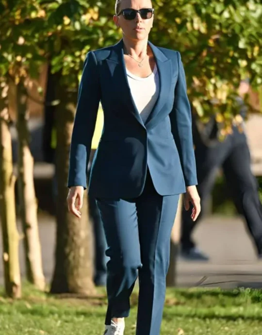 Scarlett Johansson Jurassic World Rebirth Blue Suit