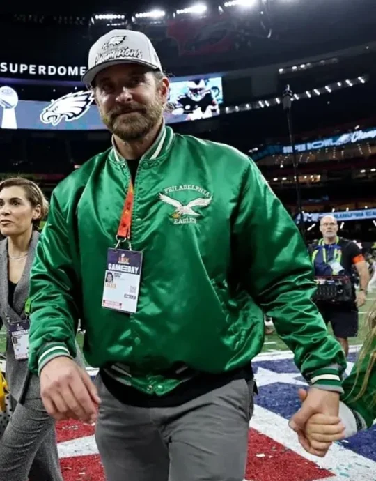 Super Bowl LIX Bradley Cooper Green Satin Jacket