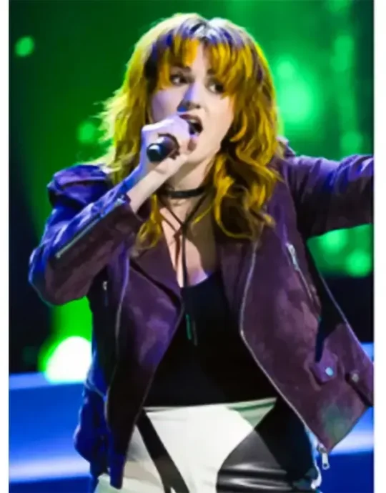 The Voice S27 Carmela Purple Suede Moto Jacket