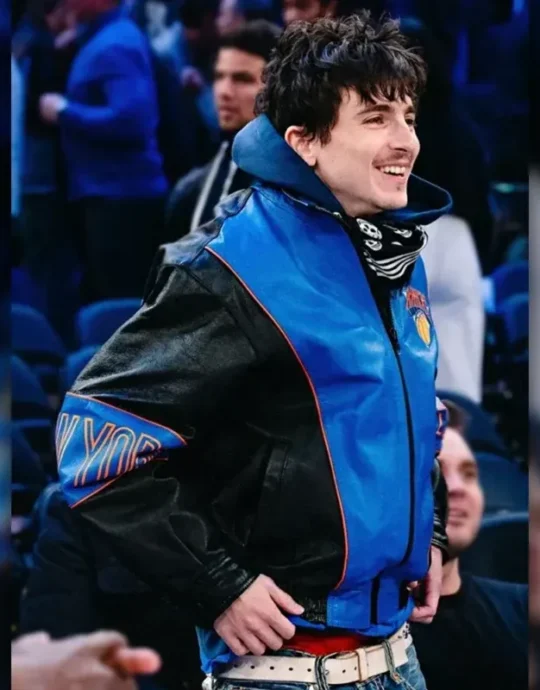 Timothée Chalamet Knicks Leather Jacket