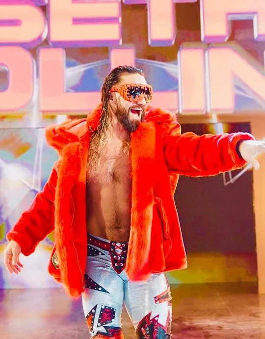WWE Raw Seth Rollins Red Fur Jacket