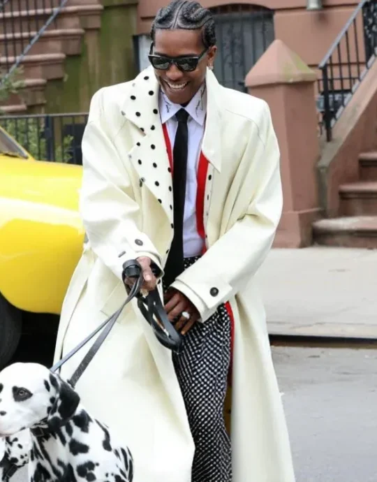 A$AP Rocky NYC 2025 White Trench Coat