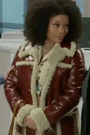 Beyond The Gates Ambyr Michelle Brown Fur Trim Leather Coat