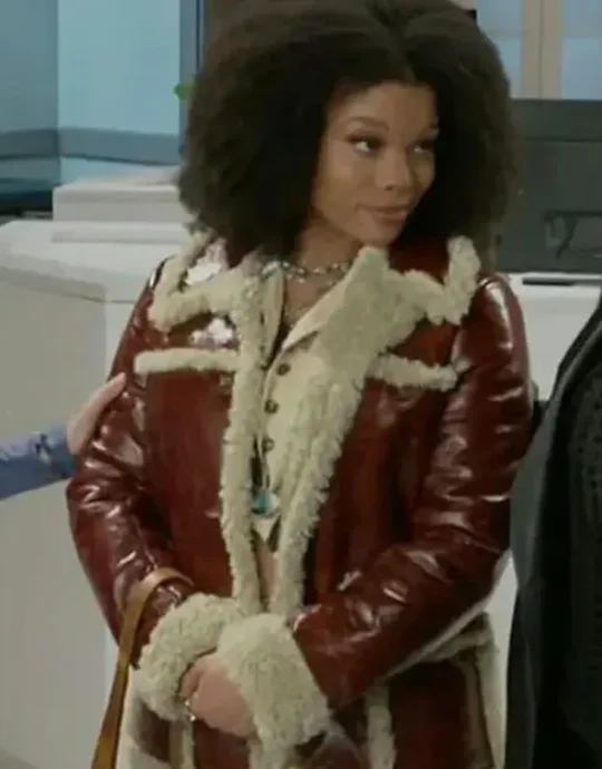 Beyond The Gates Ambyr Michelle Brown Fur Trim Leather Coat