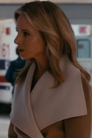 Chicago Med S10 Beige & White Two Tone Wrap Coat