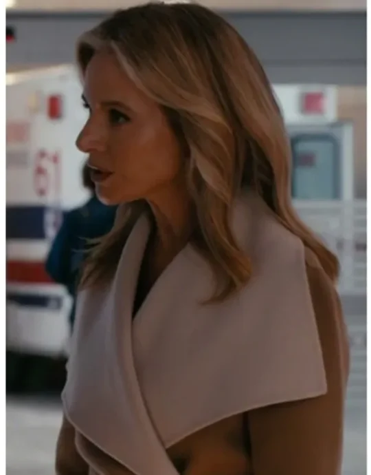 Chicago Med S10 Beige & White Two Tone Wrap Coat