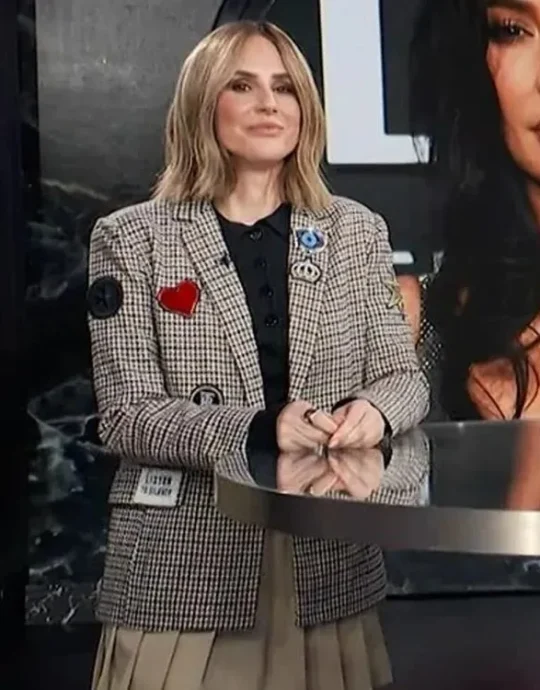E! News Keltie Knight Check Patch Blazer