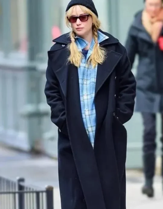 NYC Jennifer Lawrence Black Coat