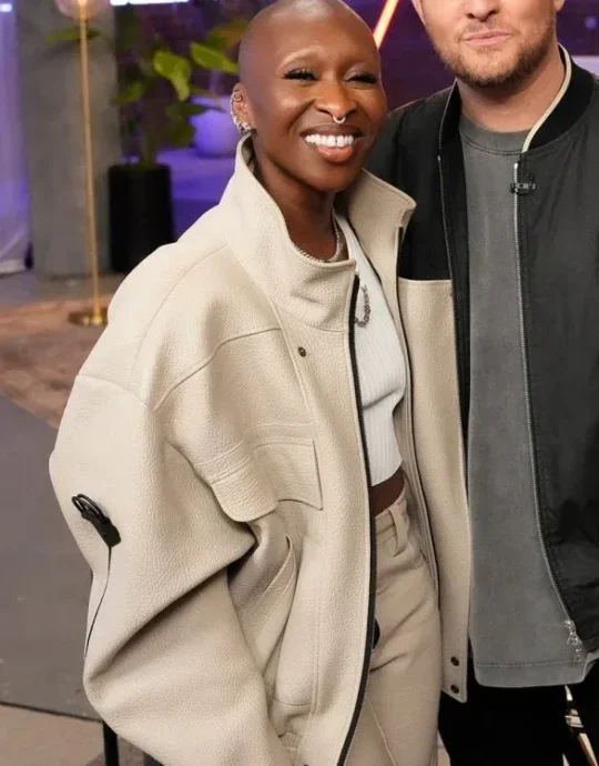 The Voice S27 Cynthia Erivo Beige Leather Jacket
