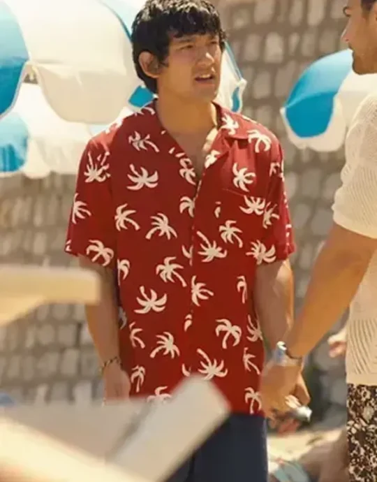 The White Lotus Ethan Spiller Red Palm Tree Shirt