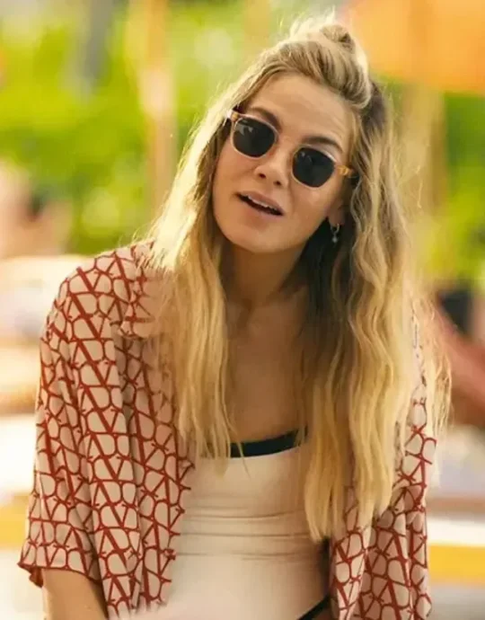 The White Lotus Jaclyn Lemon Red Printed Shirt