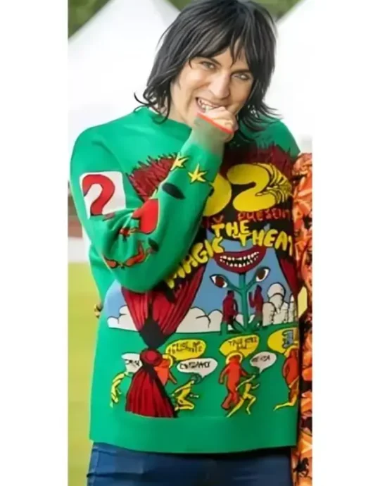 Great British Bake Off Noel Fielding Green Printed Sweater